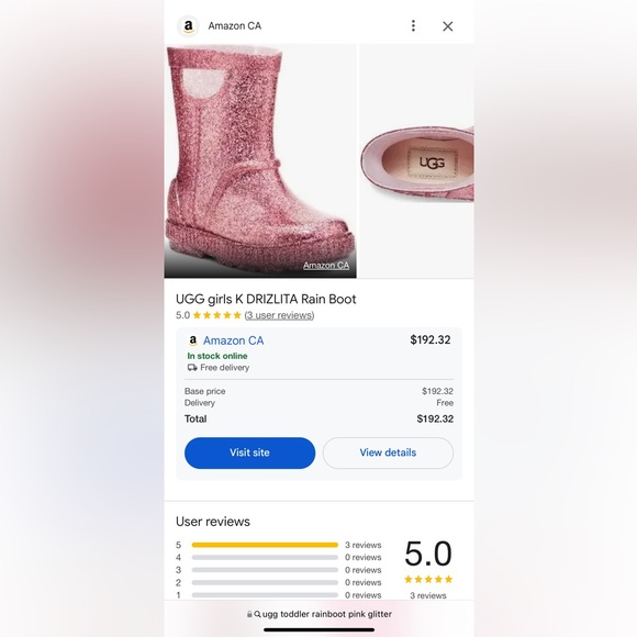 Size 6 Ugg Toddler Drizlita Rain Boots - Picture 8 of 8